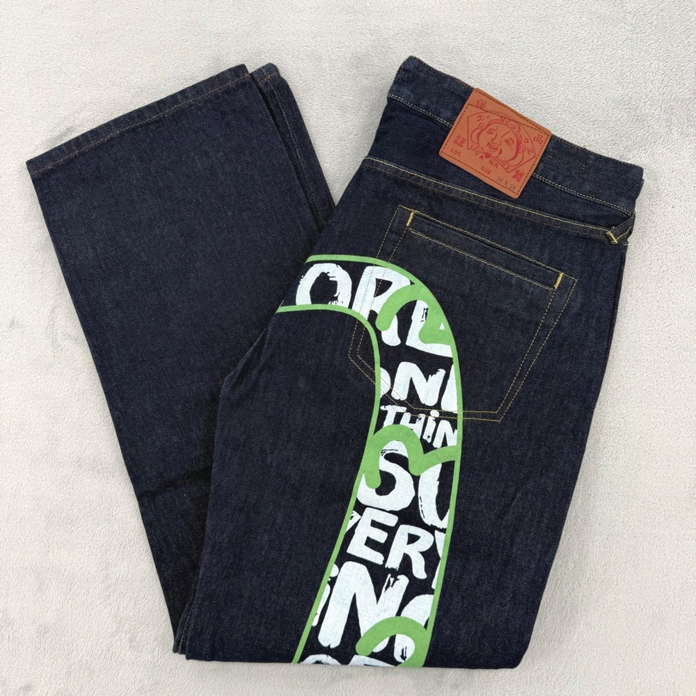 Evisu x Razer Limited Edition Daicock Dark Indigo Raw Denim Jeans Mens Size 36